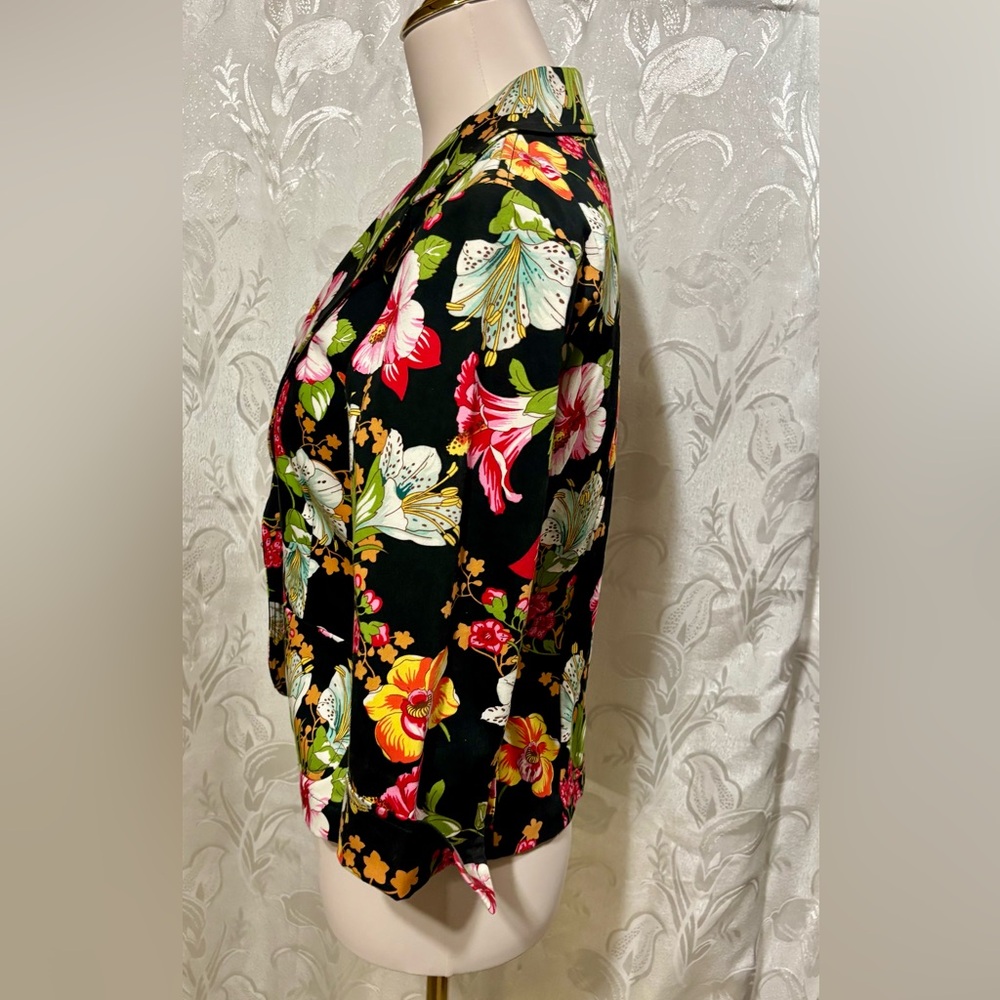 Rafaella Floral Blazer Jacket 3/4 Sleeve Size 6 - Picture 3 of 7